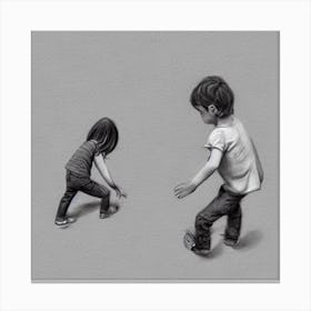 Two Children Playing Canvas Print