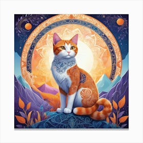 Cat In The Moonlight 1 Canvas Print