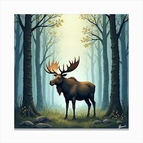 Moose In The Woods Canvas Print