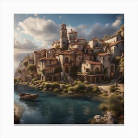 Village By The Sea Canvas Print