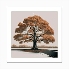 Large Tree With Orange Leaves Canvas Print