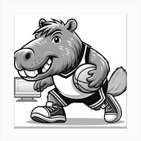 Hippo Basketball Player Canvas Print