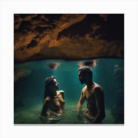 Underwater Couple In Cave Canvas Print