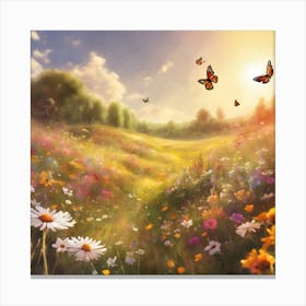 Wildflowers And Butterflies Canvas Print