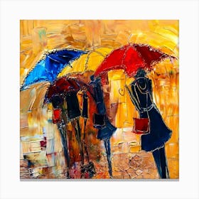 Umbrellas In The Rain 1 Canvas Print