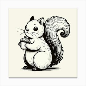 Line Art squirrel Canvas Print