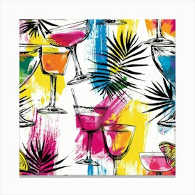 Seamless Pattern With Cocktail Glasses 4 Canvas Print