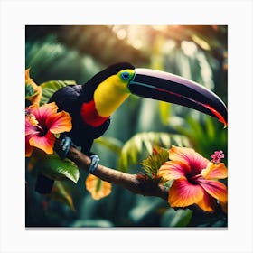 Toucan amongst the Jungle Hibiscus Canvas Print