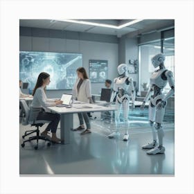 Robots In The Office 2 Canvas Print