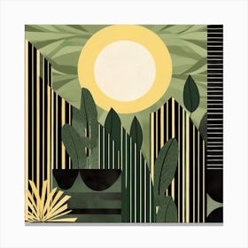 Sun And The City Abstract Sage Green Plants Canvas Print
