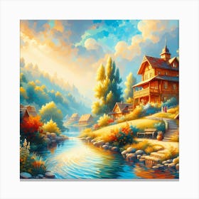 Village By The River 2 Canvas Print