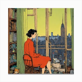 Woman In A Window Canvas Print