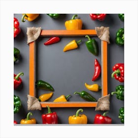 Peppers In A Frame 38 Canvas Print