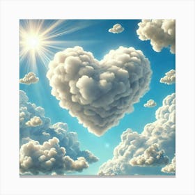 Fluffy White Heart Cloud Canvas Print