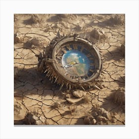 Clock In The Desert 1 Canvas Print