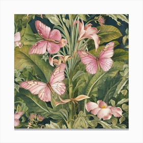 William Morris Print Pink Butterfly Botanical 7 Canvas Print