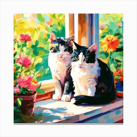 Cats In The Window Canvas Print