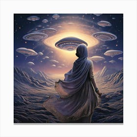 Firefly Cosmic Voyage A Surreal Hand Drawn Fantasy Of Floating Ufos And Dreamlike Waves 87463 (2) Canvas Print