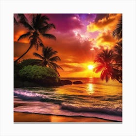 Sunset On The Beach 160 Canvas Print