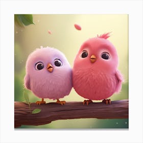 Two Birds On A Branch Canvas Print