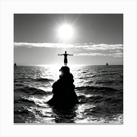 Standing On Top Of A Rock Canvas Print