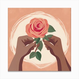 Hands Holding A Rose Canvas Print