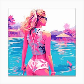 Girl At The Beach Canvas Print