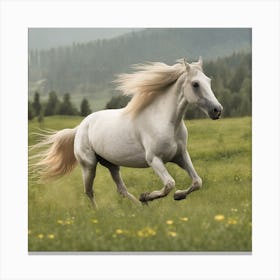 White Horse Galloping Canvas Print