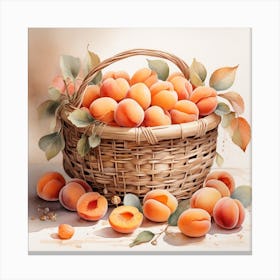 A basket of apricots Canvas Print