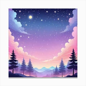 Sky With Twinkling Stars In Pastel Colors Square Composition 126 Canvas Print