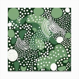 Yayoi Kusama Inspired Design Prints In Sage Green And Whites Canvas Print