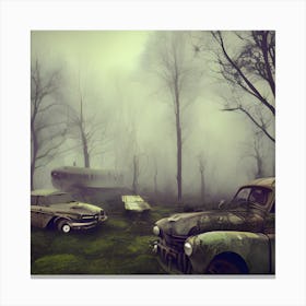 Old Cars In The Fog 3 Canvas Print