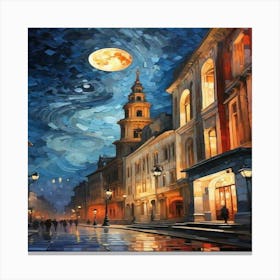 Moonlight On The Street Canvas Print