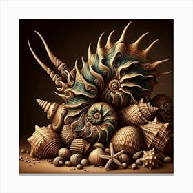 Marine Life:Exquisite Shells And Starfish Canvas Print