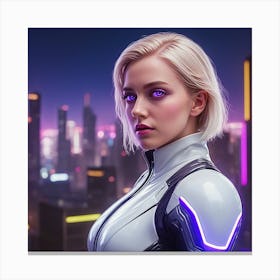 Girl In A Futuristic Outfit Canvas Print