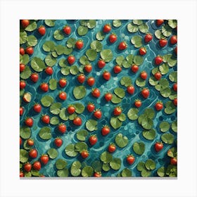 Strawberries And Lilies Canvas Print