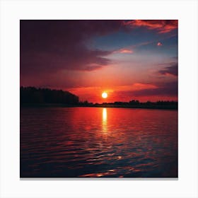 Sunset Over The Lake 16 Canvas Print