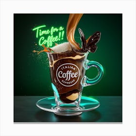 Neon Espresso Delight A 3d Coffee Experience (4) Canvas Print