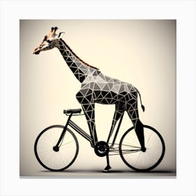 Giraffe Pedaling A Bicycle In A Geometric World Canvas Print
