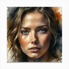 Watercolor Portrait Of A Woman 23 Canvas Print