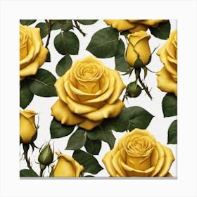 Yellow Roses Seamless Pattern 8 Canvas Print