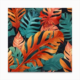 Aesthetic style, Abstraction with tropical leaf 16 Canvas Print