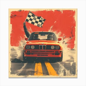 Bmw E30 Racing On A Race Track Canvas Print