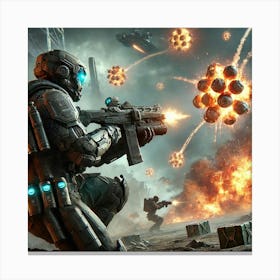 Sci Fi Grenade Barrage 1024x1024 Canvas Print