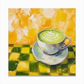 Matcha Latte Yellow Checkerboard 3 Canvas Print