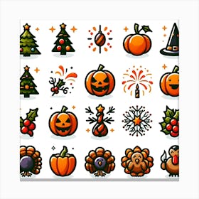 Halloween Icon Set 3 Canvas Print