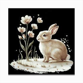 Bunny With Flowers Canvas Print