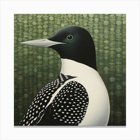 Ohara Koson Inspired Bird Painting Loon 3 Square Canvas Print