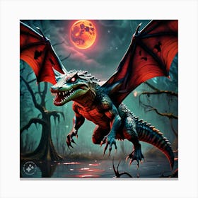 Crocodile Bat Hybrid A Menacing Crocodile With Leathery Canvas Print