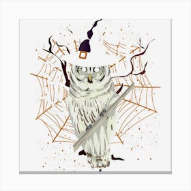 Wise Bird Lover Halloween Animal Lover Witch Hat Owl Canvas Print